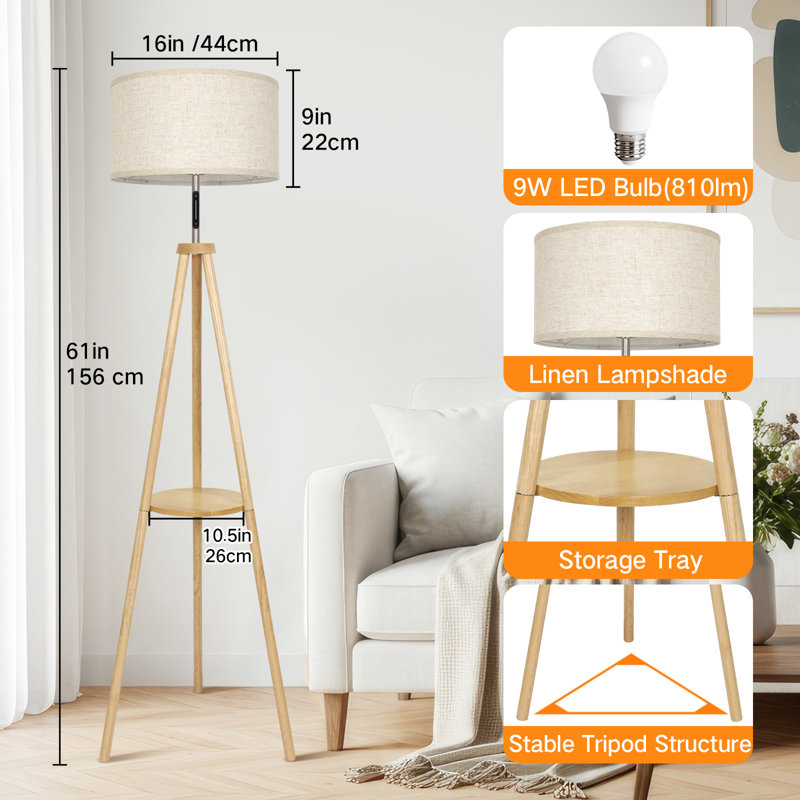 George Oliver Tripod Floor Lamp & Reviews | Wayfair